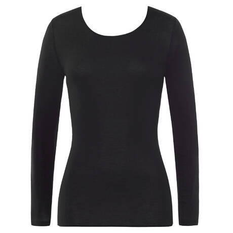 HANRO Top manches longues en coton Cotton Seamless Noir