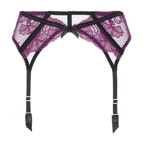 AGENT PROVOCATEUR Strapsgürtel aus Spitze Rozlyn Black/Plum