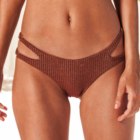 LULI FAMA Brazilian bikini bottom Toasted Glow Marron / Or