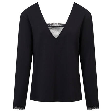 CHANTELLE Cotton and modal Long-sleeved top Romance Black