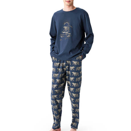 Pyjama Homme En Velours Côtelé – Ensemble Sweat + Pantalon, Coton Bio Chaud, Pour L'hiver