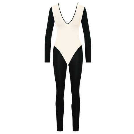 MAISON CLOSE Catsuit manches longues Pure Tentation Noir Nude