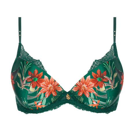 LISE CHARMEL Silk and lace Padded bra Tropique En Fleurs Nature Tropic