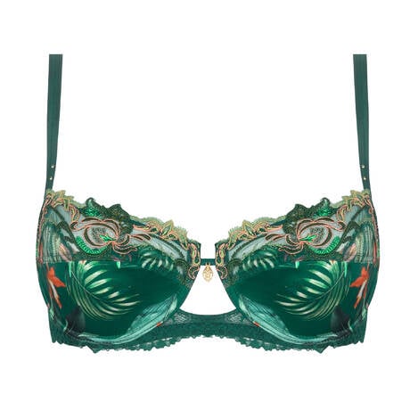 LISE CHARMEL Silk and lace Demi-cup bra Tropique En Fleurs Nature Tropic