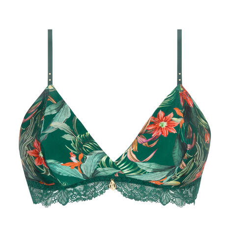 LISE CHARMEL Soutien-gorge sans armatures en soie et dentelle Tropique En Fleurs Nature Tropic