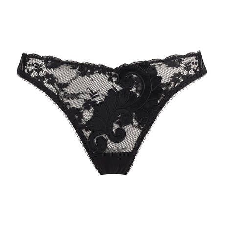 DITA VON TEESE Lace Thong Velveteese Black