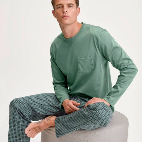 CALIDA Pyjama manches longues homme en coton Relax Comfy Dark Glen