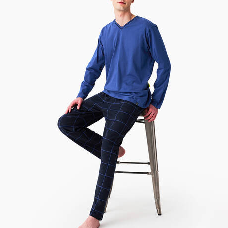 ARTHUR Pyjama homme en coton Essentiels Carreaux Cobalt/Marine