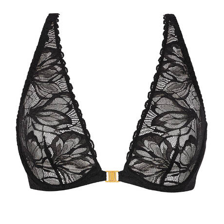 AUBADE Lace Triangle bra with front opening After Hours Black