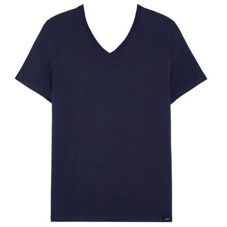 HOM Men's V-neck T-shirt Tencel Soft Navy
