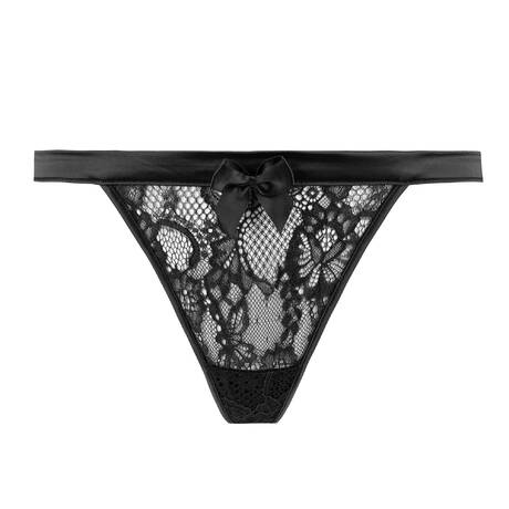 SHIKKOSA Lace Thong Madrid Black