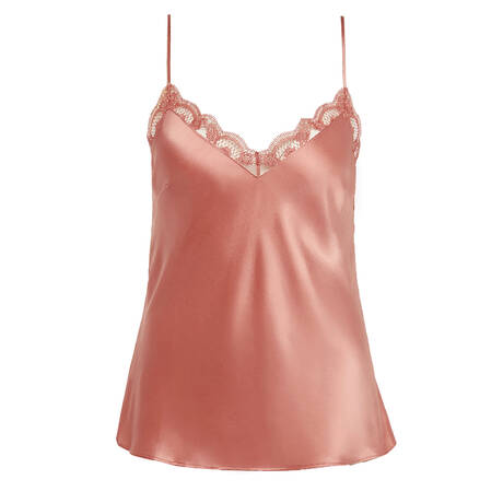 SIMONE PÉRÈLE Haut de pyjama caraco col V en soie Love Me Rose Fumé