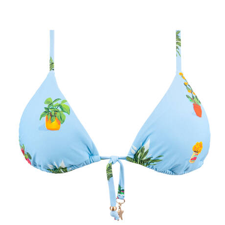 SEAFOLLY Triangle bikini top with laces Playa Bonita Powder Blue