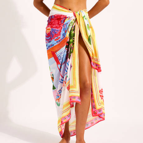 Tunique BANDIDA Femme Plage été - Bleu Jaune, Taille 36, Made In France, Neuve