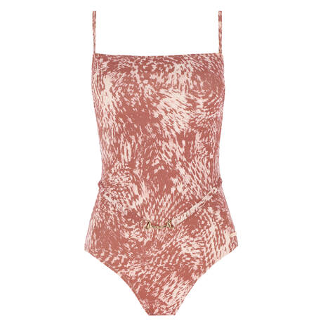 SORAYA Wireless Strapless one-piece swimsuit Romane Iris Imprimé Iris