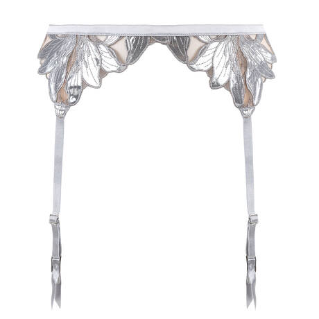 FLEUR DU MAL Garter belt Foil Lily Embroidery Platinum