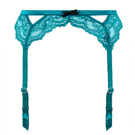 FLEUR DU MAL Strapsgürtel aus Spitze Bianca Lace Aquamarine