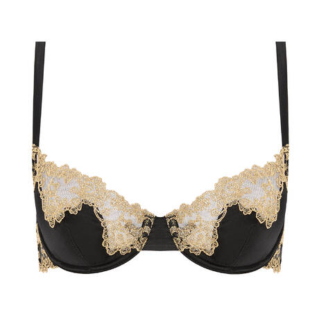 COCO DE MER Silk Demi-cup bra Reina Black and gold