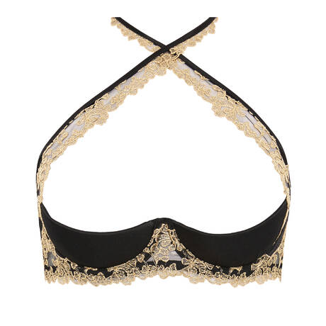 COCO DE MER Silk Ouvert bra Reina Black and gold