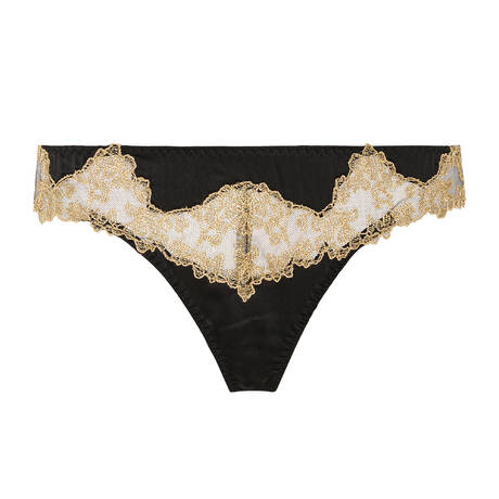 COCO DE MER Silk Thong Reina Black and gold