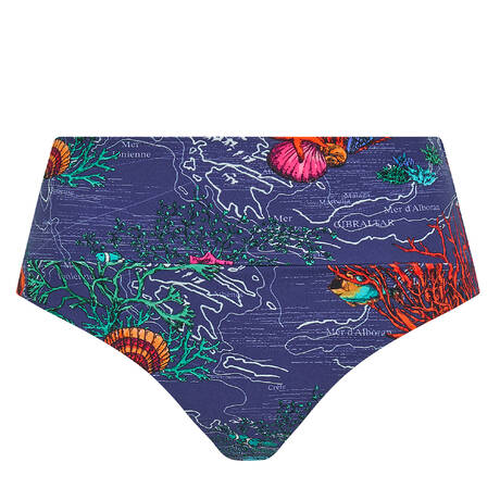 CHANTELLE Fold down high-waisted bikini bottom Icon Dark Mediterranean