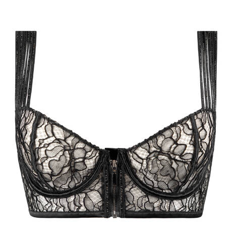 LIVY Lace Bustier with front closure Sparkle Black