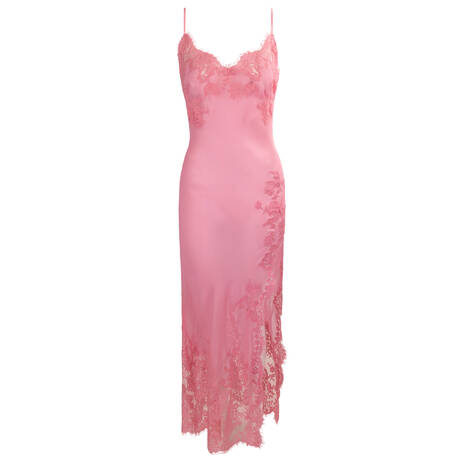 MARJOLAINE Silk and lace Long babydoll Chroméa Calista Blush