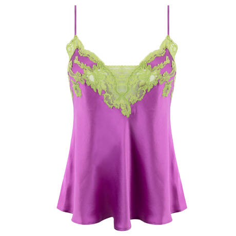 MARJOLAINE Silk and lace Camisole Chroméa Camelia Raisin/Pomme