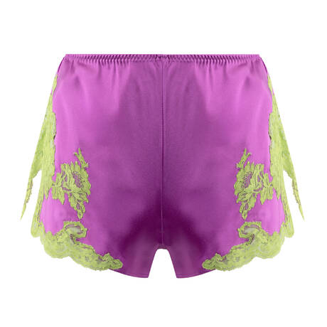 MARJOLAINE Silk and lace Shorts Chroméa Camelia Raisin/Pomme