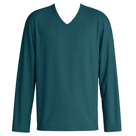 CALIDA Cotton Men's long-sleeved t-shirt RMX Sleep Free Deep Petrol