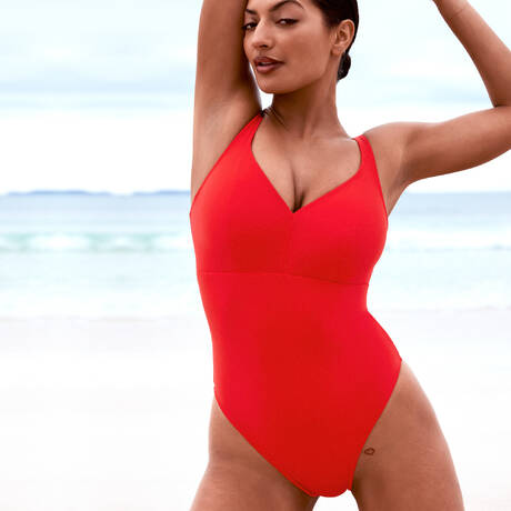 PRIMADONNA Plunge one-piece swimsuit wireless Aswan Fiesta Red