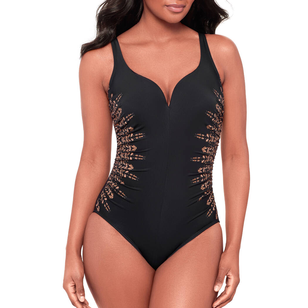 MIRACLESUIT Maillot de bain 1 pièce gainant Temptress sans armatures Costa d'Oro Noir/Doré