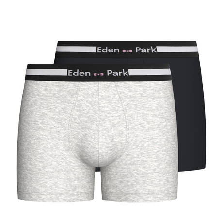 EDEN PARK  Cotton 2-pack men's boxer briefs Basics Gris Chiné + Marine