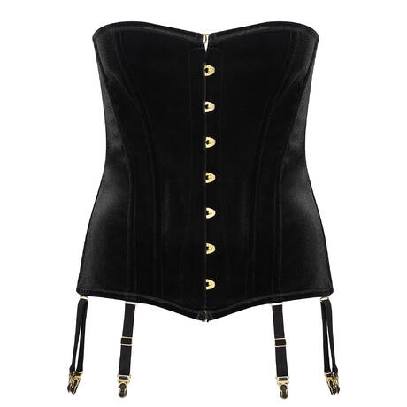 SCANDALE Velvet Corset with garter belt 8 suspenders Rococo Black