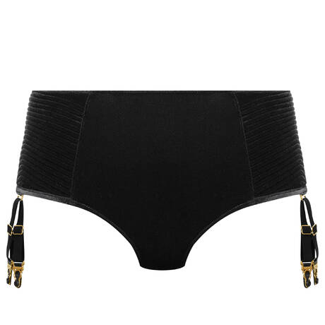MAISON CLOSE Velvet High-waisted panty with garter belt Rococo Black