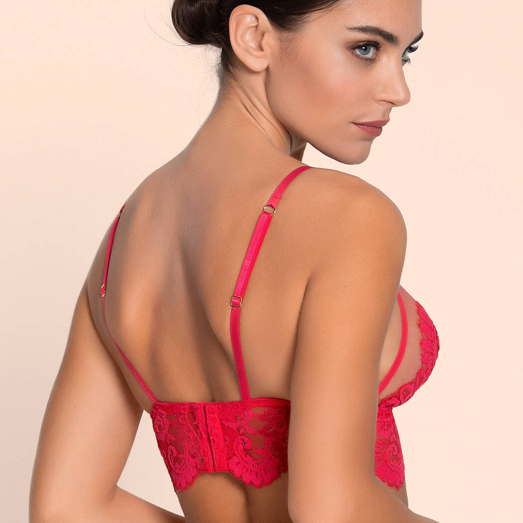LISE CHARMEL Soutien-gorge sans armatures en dentelle Désirs de Venise Grenat Venise
