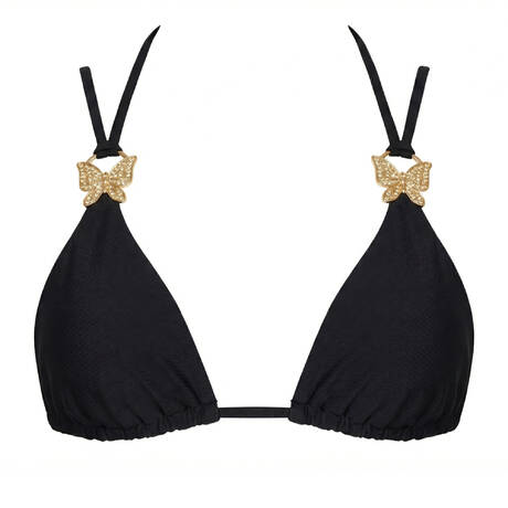 LULI FAMA Triangle bikini top Gilded Butterfly Black
