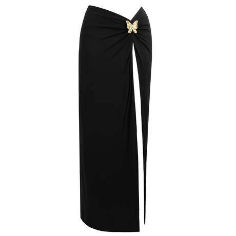 LULI FAMA Long beach skirt Gilded Butterfly Black