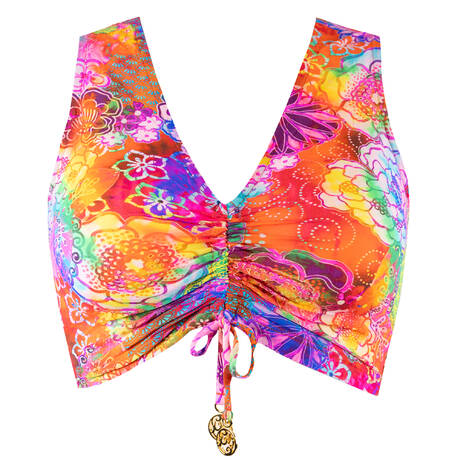 LULI FAMA Beach crop top Blooming Spark Multicolor