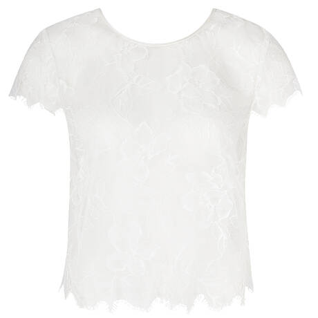 LISE CHARMEL Top manches courtes en dentelle Sublime Organza Ecru Nacre