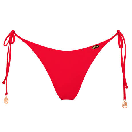 LULI FAMA Bas de maillot de bain slip brésilien lacets Sweet Love Rouge