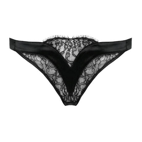 LIVY Tanga en soie et dentelle Burning Desire Noir