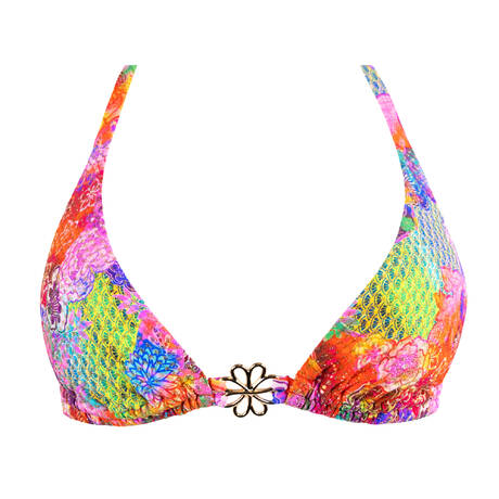 LULI FAMA Wireless Triangle bikini top Blooming Spark Multicolor
