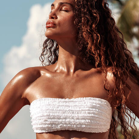 LULI FAMA Bandeau bikini top Sweet Love White