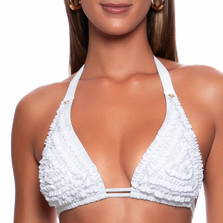 LULI FAMA Haut de maillot de bain triangle sans armatures Sweet Love Blanc