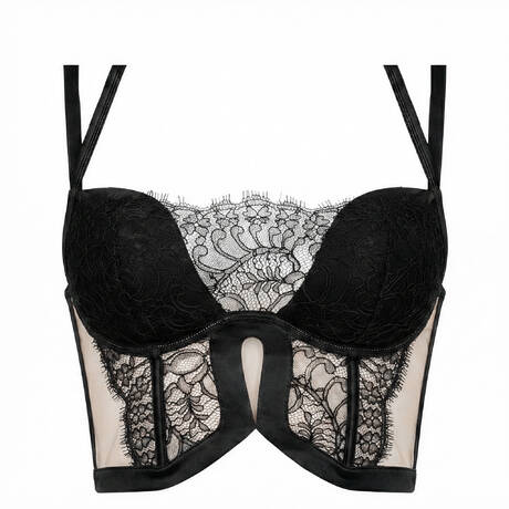 LIVY Soutien-gorge bustier en soie et dentelle Burning Desire Noir