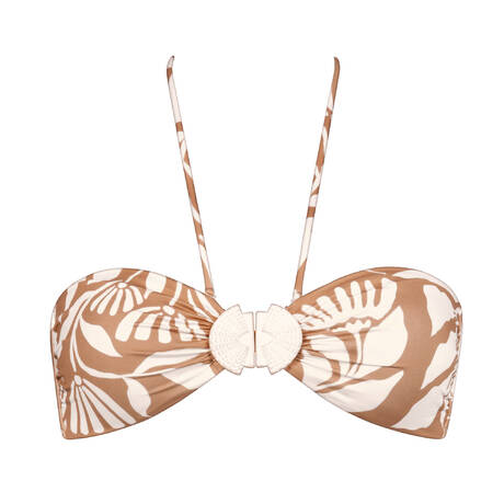 WATERCULT Bandeau bikini top with front opening Coastal Bohemia Sand Cotton