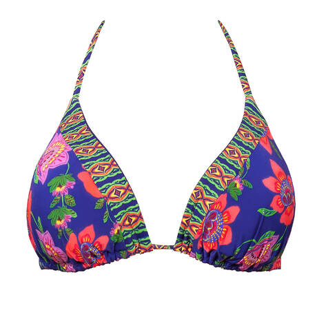 VERDISSIMA Padded triangle bikini top Fiore Esotico Blue