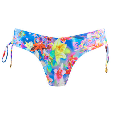 LULI FAMA Reversible adjustable drawstring bikini bottom Underwater Dreaming Multicolor