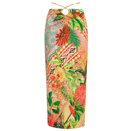 LULI FAMA Long beach skirt Opulent Eden Multicolor